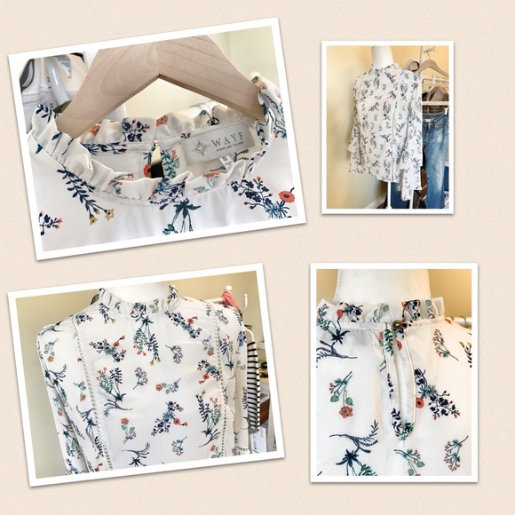 Wayf floral bell sleeve blouse size small S - Picture 4 of 7